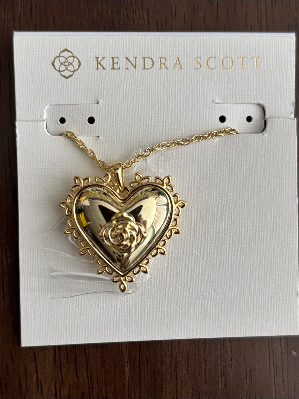 Brand new Kendra Scott Gold Heart Rose Locket Necklace